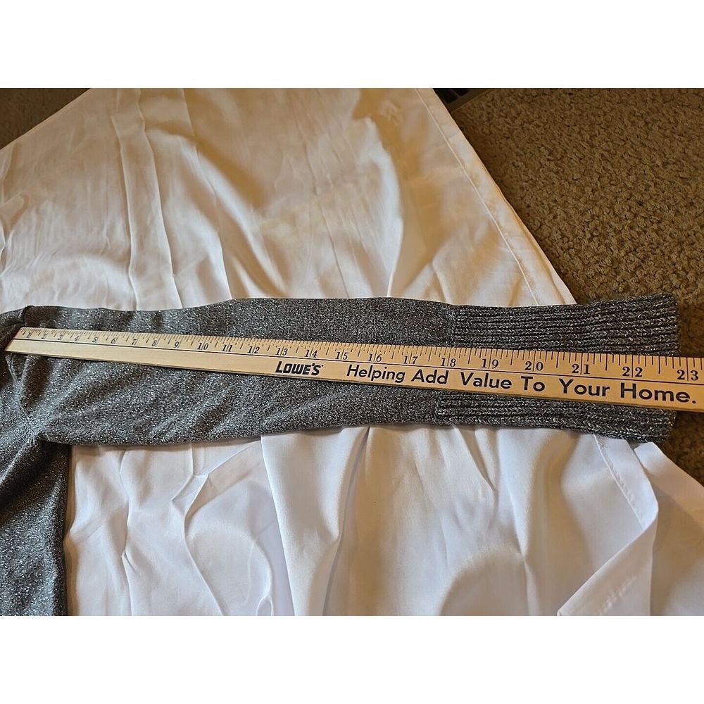 INC International Concept Grey Silver Metallic Shawl Collar Cardigan Size Medium - Picture 9 of 10